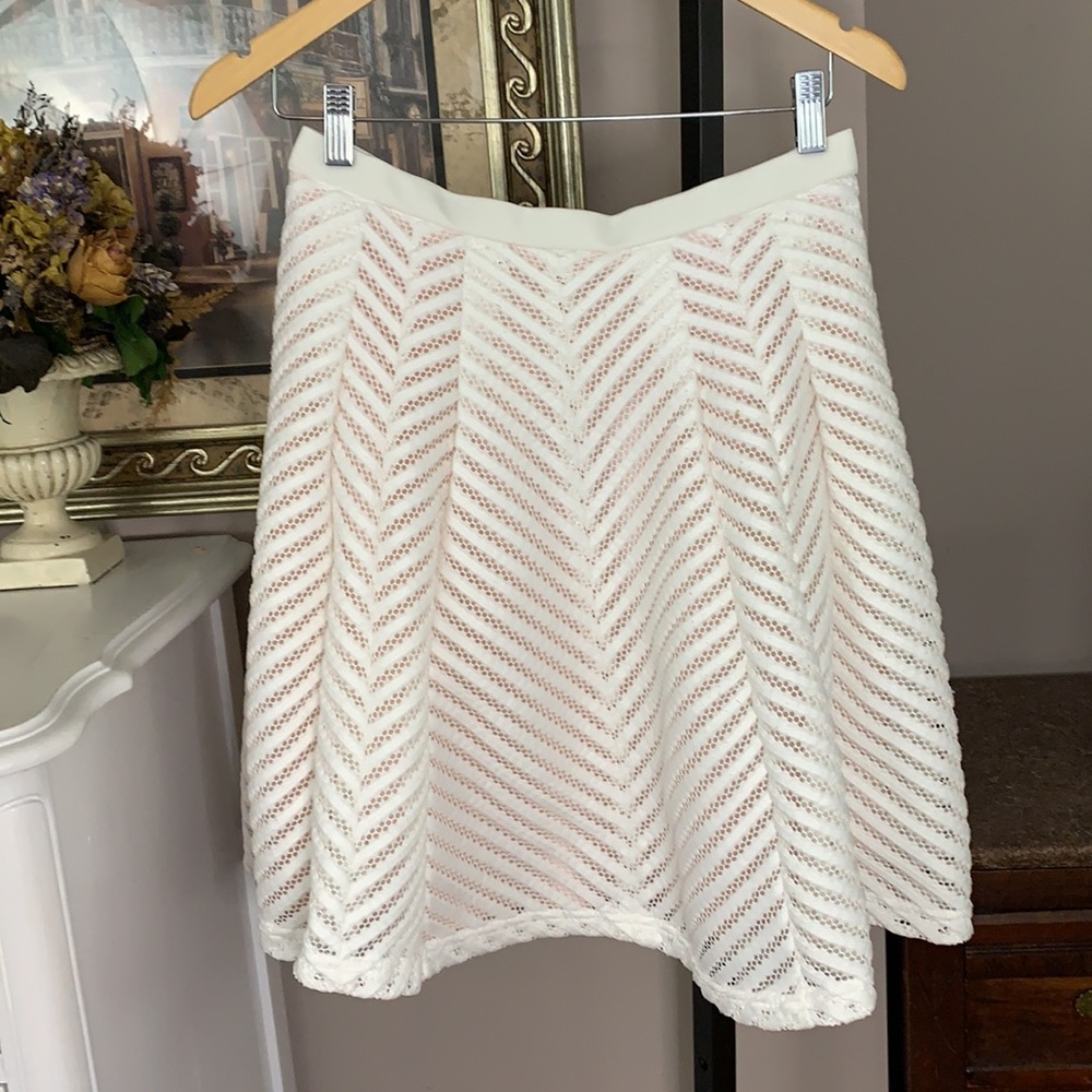 Catherine Malandrino Full Sweep Skirt White Pink Lining Sz 6